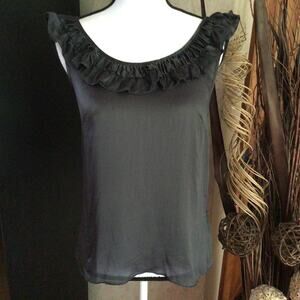 J Crew Silk Sleeveless Ruffle Neckline Top Sz 2